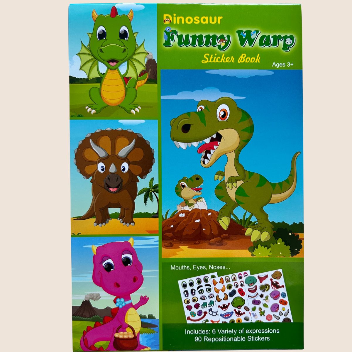 Dinosauruse DIY kleepsulehed – 6 erinevat dinosaurust, millel on Make-a-Face kleepsud, et lapsed saaksid kujundada oma dinosaurusel vastavalt fantaasiale.