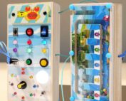 Kahepoolne ookeani teemaline labürindi Montessori tegevustahvel LED-tuledega