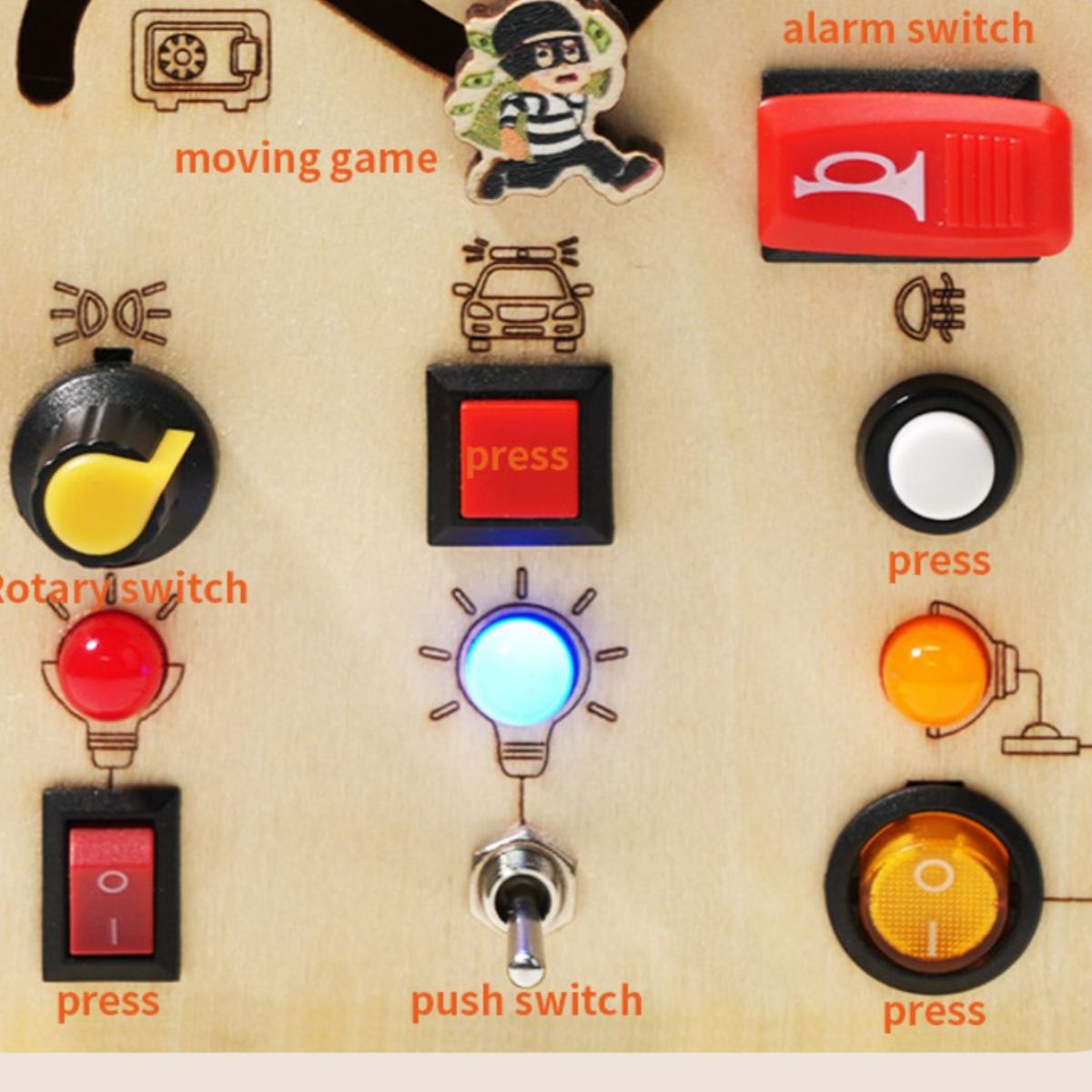 LED-tuledega Montessori tegevustahvel – arendav sensoorne mänguasi