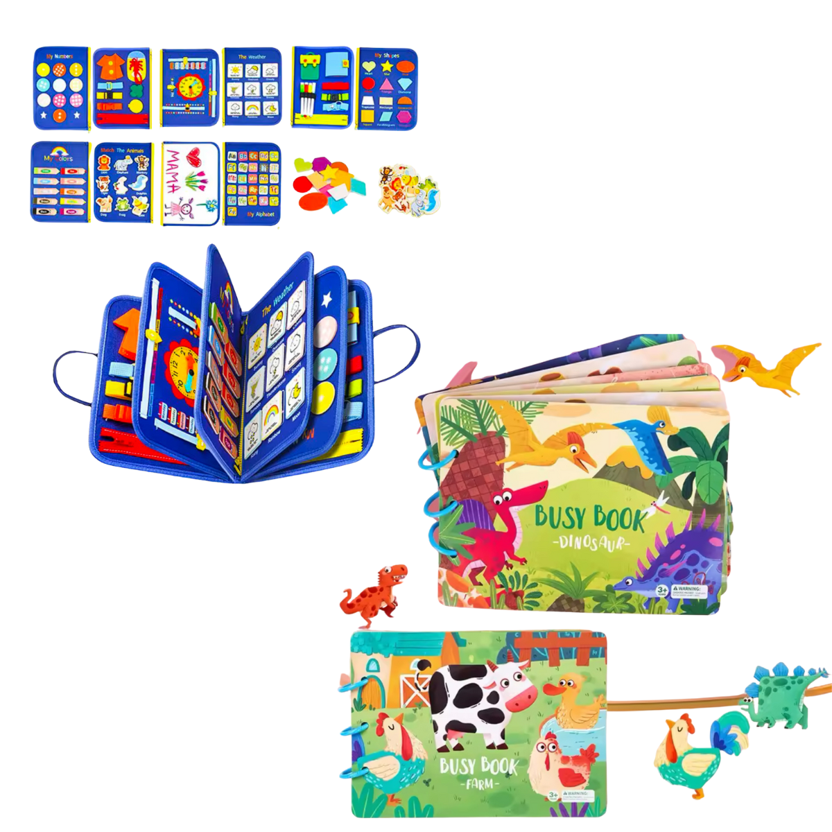 Dinosauruse ja sensoorne tegevusraamat ühes komplektis