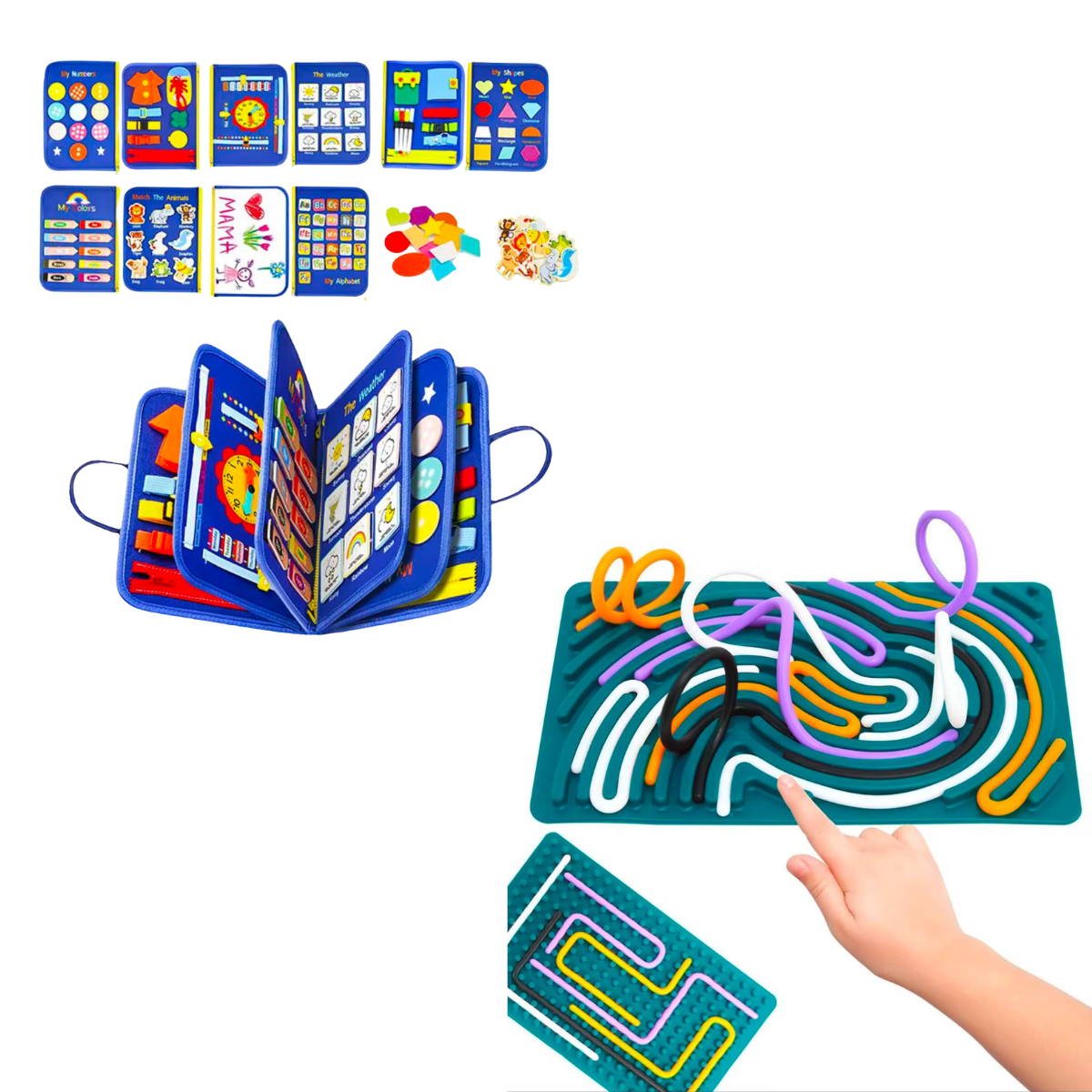 Vildiraamat: vildist sensoorne tegevusraamat – peenmotoorika ja igapäevaoskuste arendamiseks Silikoonist tahvel: silikoonist sensoorne aktiivsustahvel – rahustav mänguasi lastele