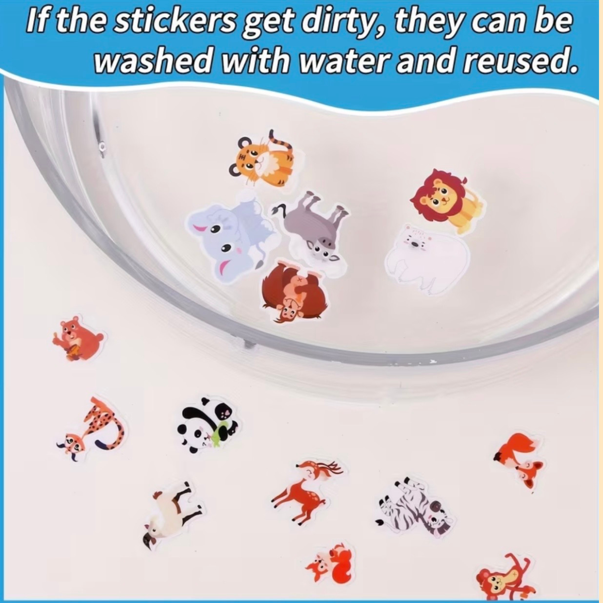 Kompaktne laste kleepsuraamat taaskasutatavate ja veekindlate kleepsudega, sobib reisile ja kaasaskandmiseks