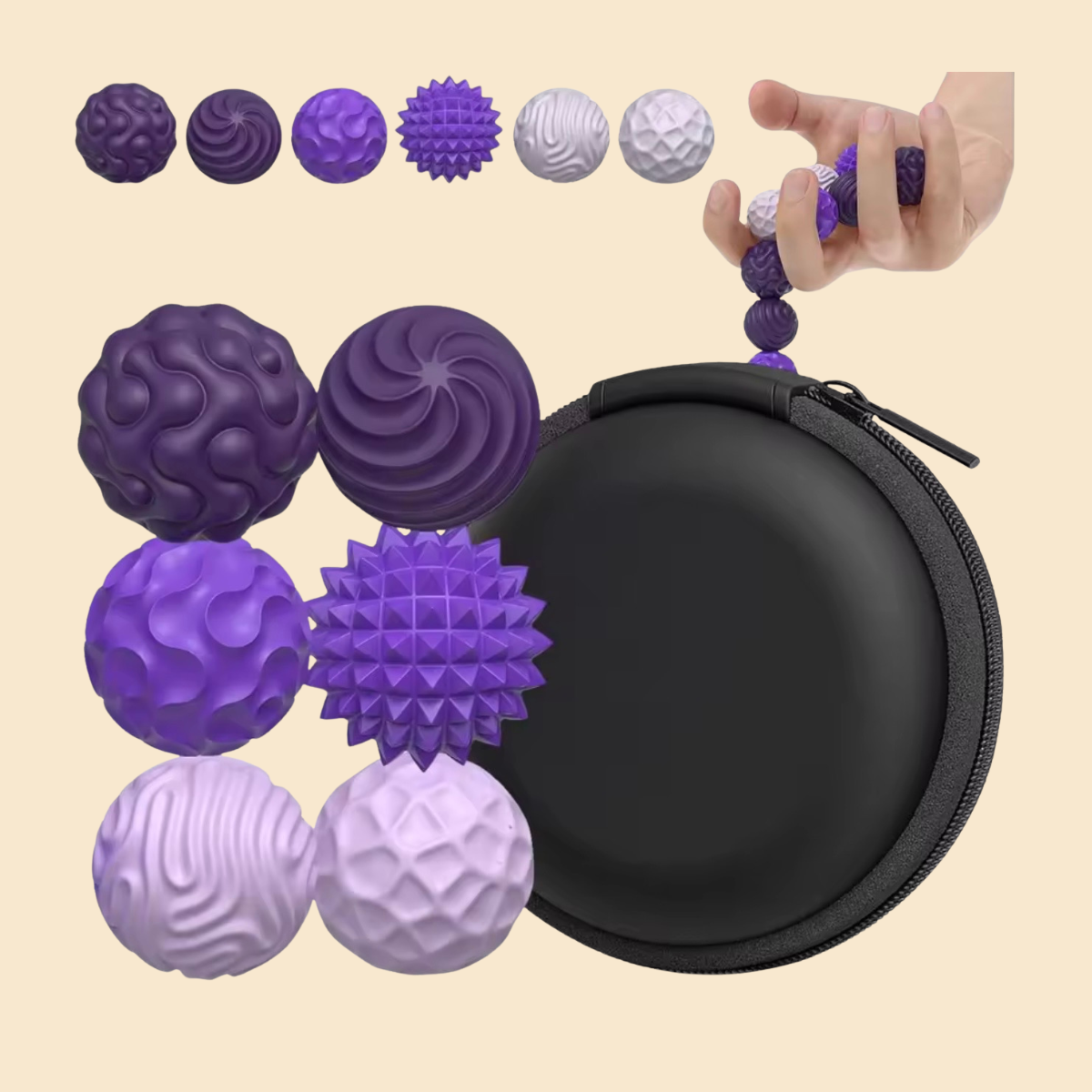 Silikoonist magnetilised sensoorsed pallid 6 tk erineva tekstuuriga stressi leevendamiseks Silikoonist magnetilised sensoorsed pallid 6 tk erineva tekstuuriga stressi leevendamiseks