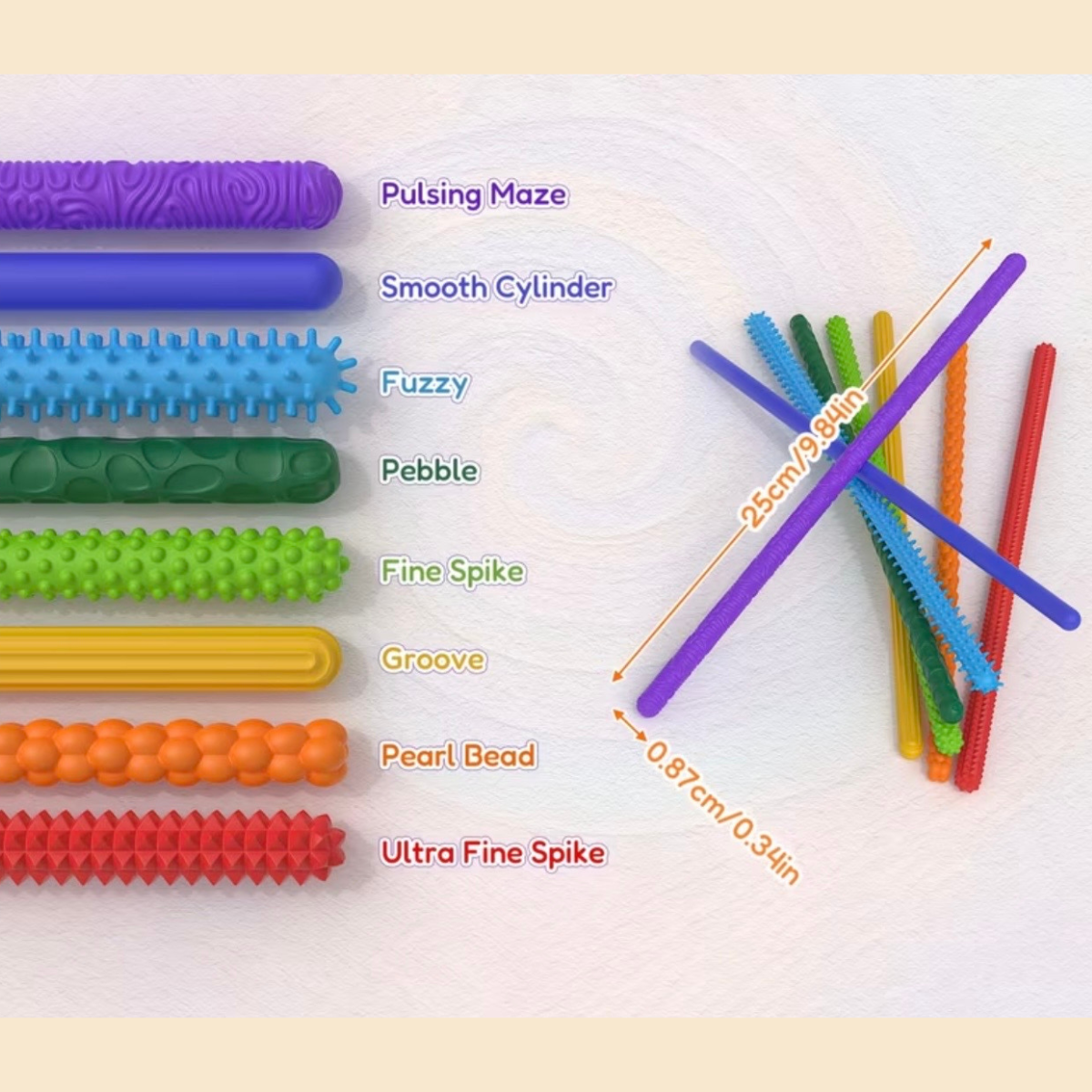 Painduvad sensoorsed pulgad 8 tk värvilised fidget mänguasjad stressi leevendamiseks