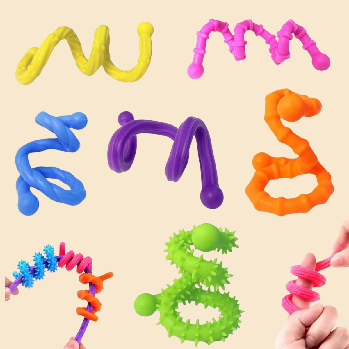 Painduvad sensoorsed pulgad 8 tk värvilised fidget mänguasjad stressi leevendamiseks