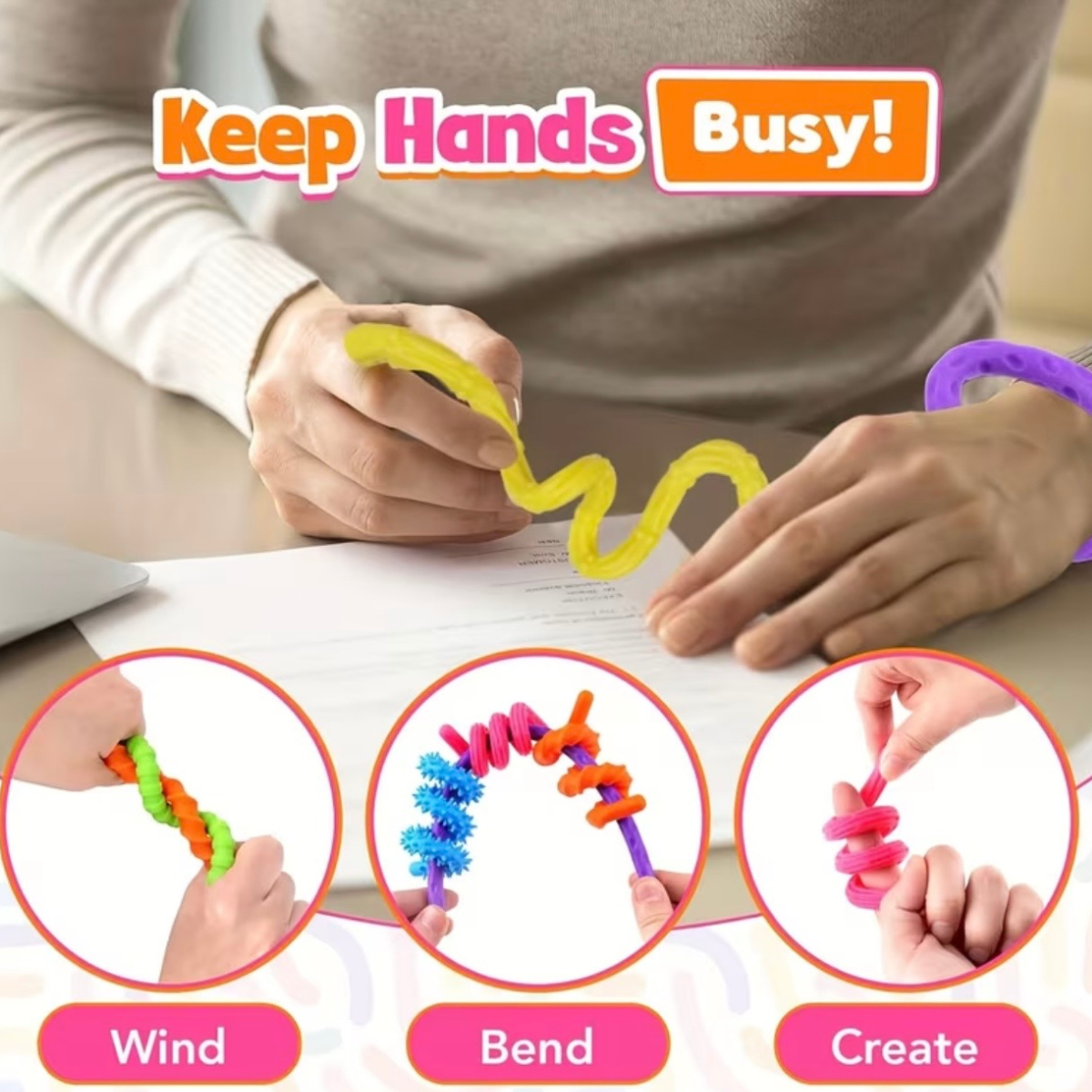 Painduvad sensoorsed pulgad 8 tk värvilised fidget mänguasjad stressi leevendamiseks