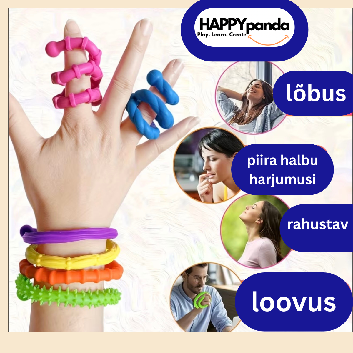 Painduvad sensoorsed pulgad 8 tk värvilised fidget mänguasjad stressi leevendamiseks