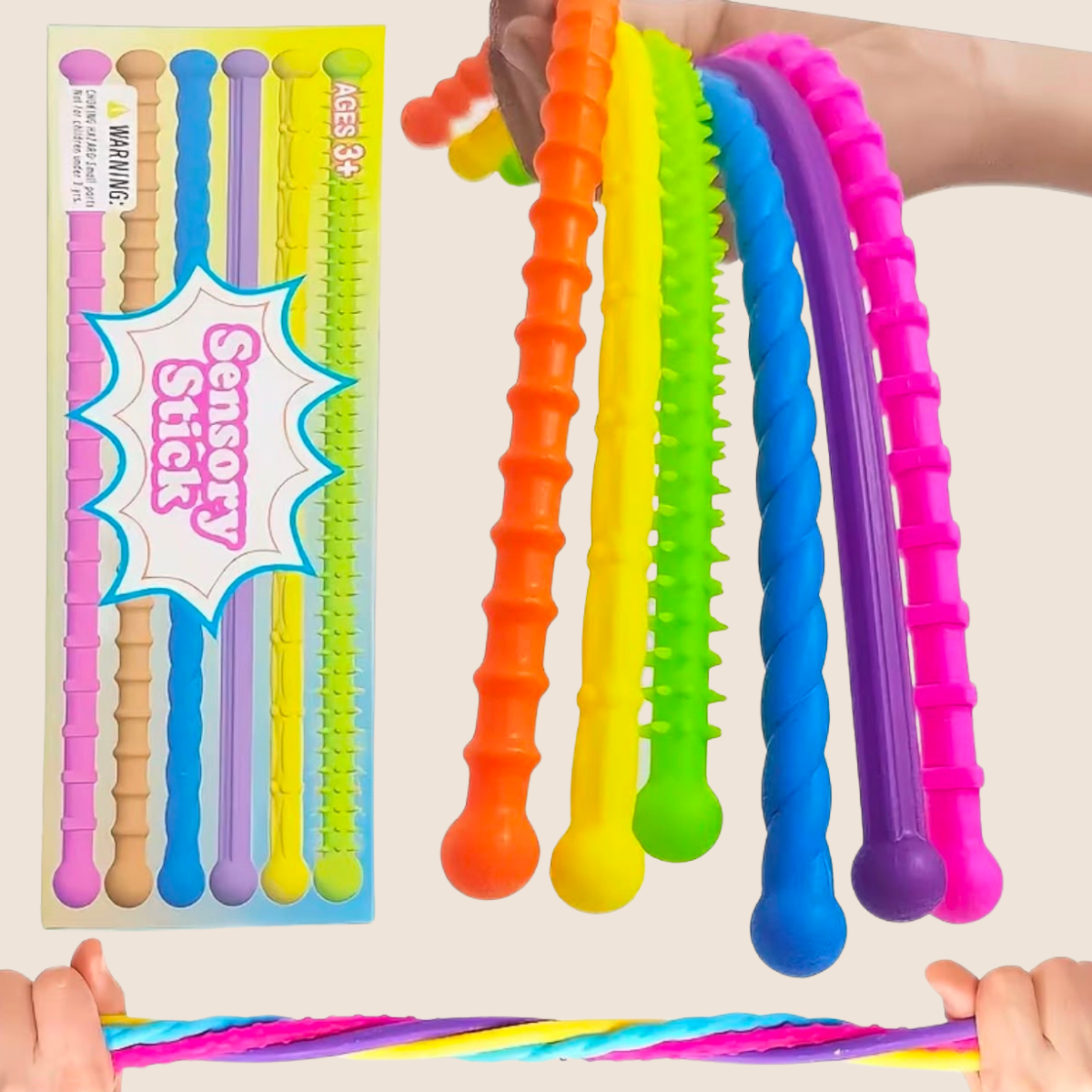 sensoorse tekstuuriga fidget pulgad lastele 6 tk värvilised sensoorsed mänguasjad